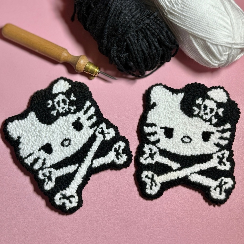 Skull & Crossbones Hello Kitty Mug Rug